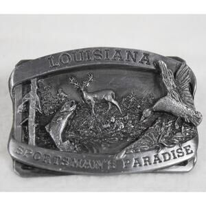 LA Sportsman's Paradise Belt Buckle 3" x 2.25" Siskiyou Belt Buckle Co 1984